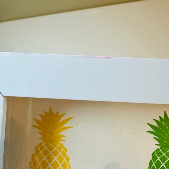 "Good Vibes Only" Multi-color Pineapple Shadow Box Wall Art 10x12 White Frame - Picture 3 of 10